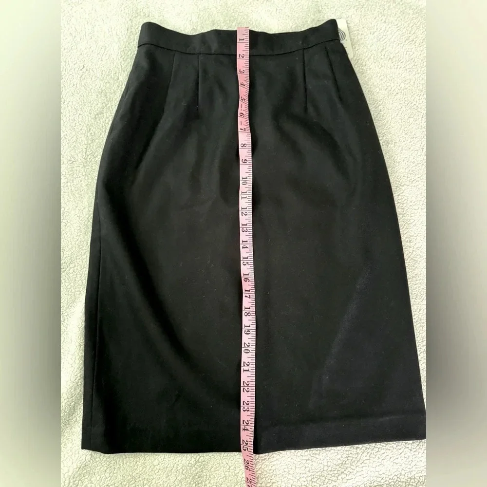 NWT Block Island Petites 7/8 Black 100% pure wool lined pencil skirt